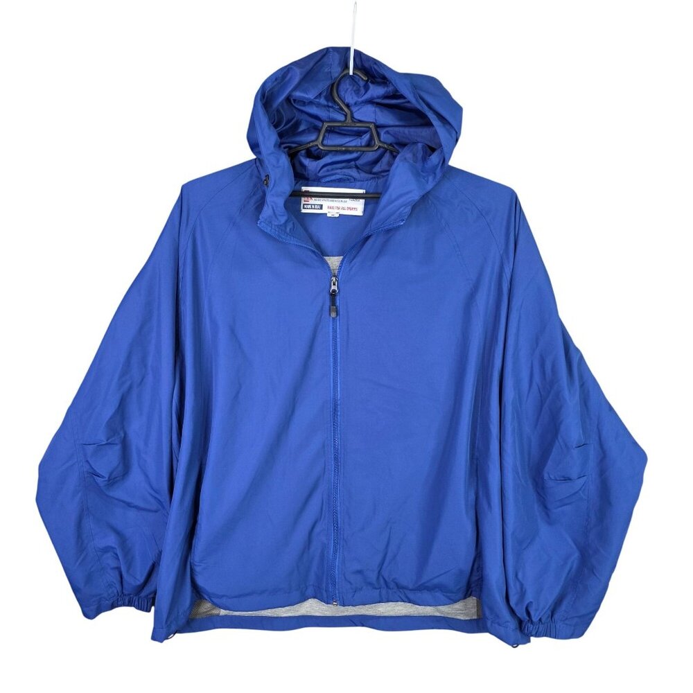 Mens Vintage Rally Athletic Blue Full Zip Jacket USA Made Polyester Size 3XL